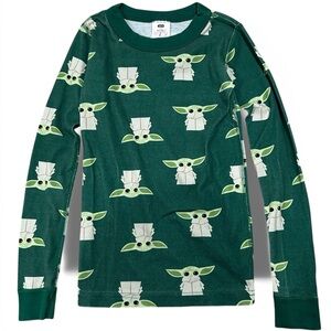 Hanna Andersson Pajama Shirt Star Wars Yoda Long Sleeve Size 8 Organic Cotton PJ